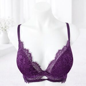 La Senza Purple Lace Push-Up Bra 32DDD (70F) Strappy Back